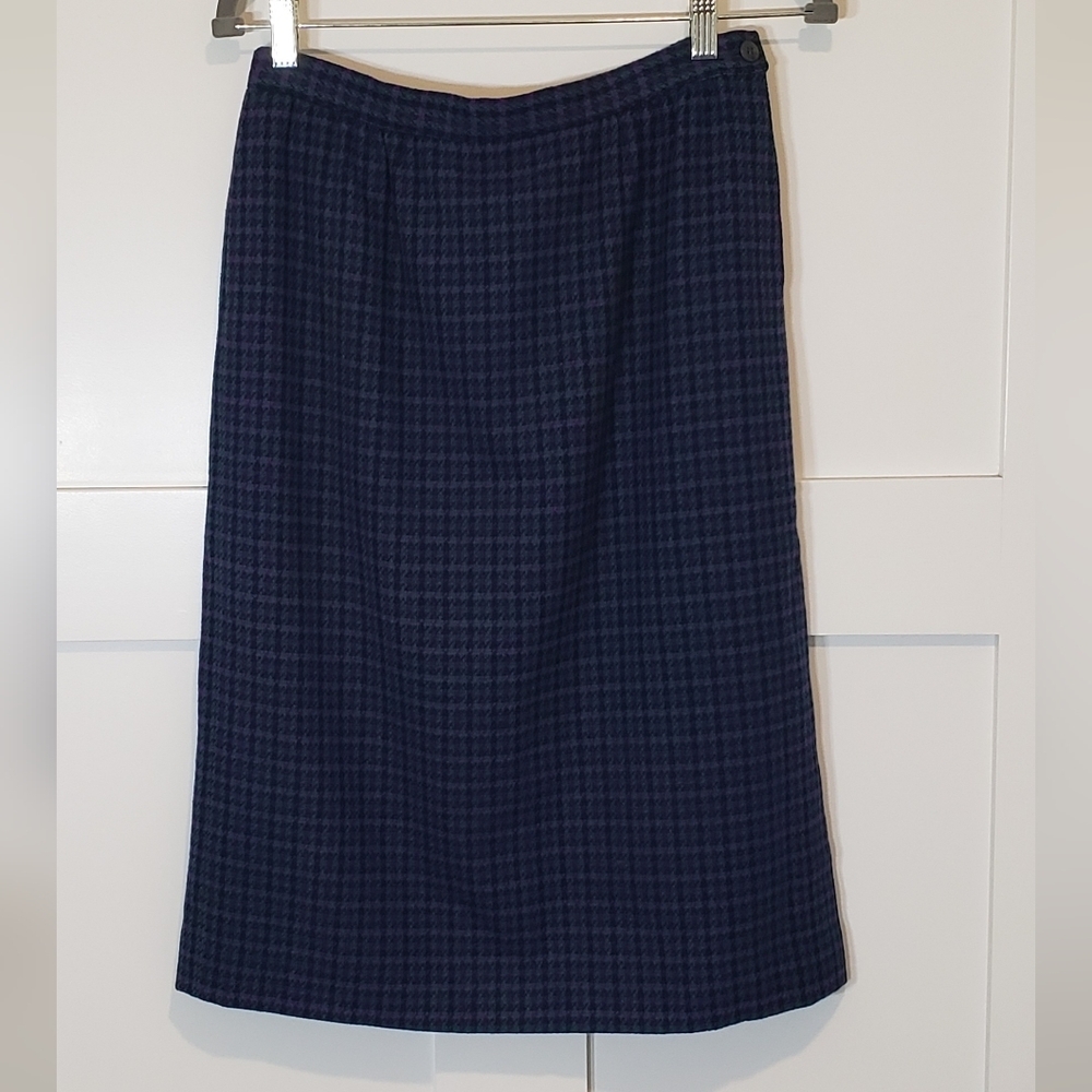 Pendleton Checkered Navy Pencil Skirt